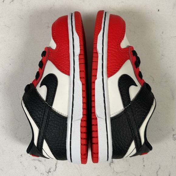 Nike Dunk Low NBA 75th Anniversary Chicago Toddler DC9562-100 Red Black - Picture 6 of 16